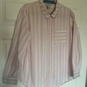 St. John's Bay 100% COTTON Pink and White Striped Shirt